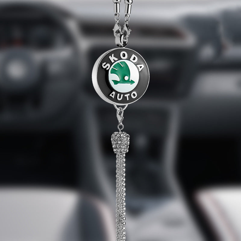 Ciondolo per specchietto retrovisore auto con cristallo | Lega di zinco e strass | Decorazione scintillante con ciondolo profumato, idea regalo