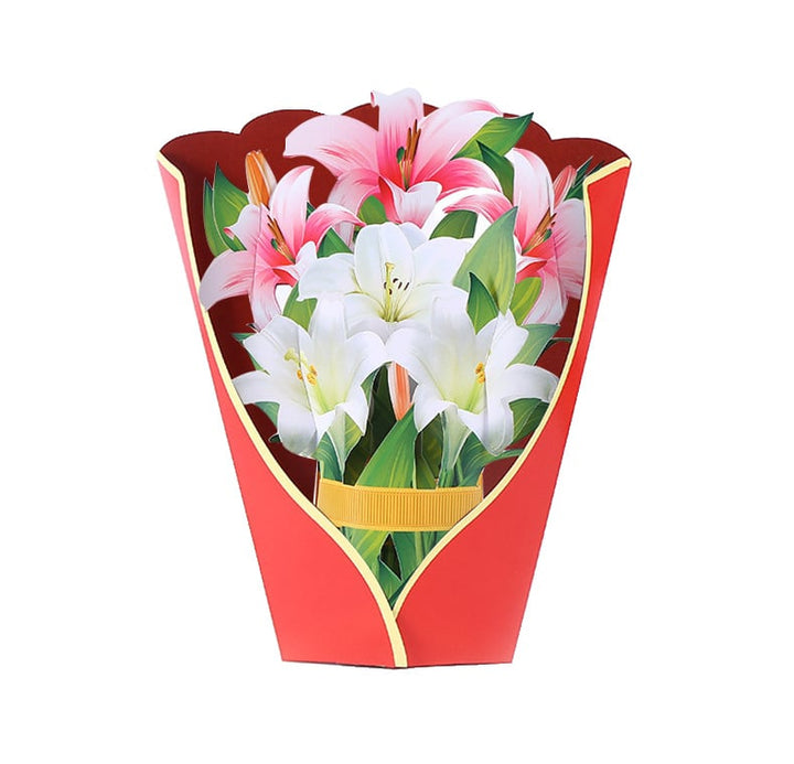 Pop-Up Papierblumenstrauß 3D | Blumenkarte mit Papiervase &amp; Grußkarte | Handgefertigt, langlebig | Deko-Geschenk 43×38 cm