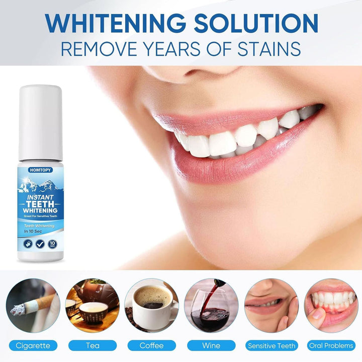 Blanchiment instantané des dents 10 sec | Sérum blanchissant pour dents sensibles | Rafraîchit le sourire, camoufle les taches | Facile à appliquer