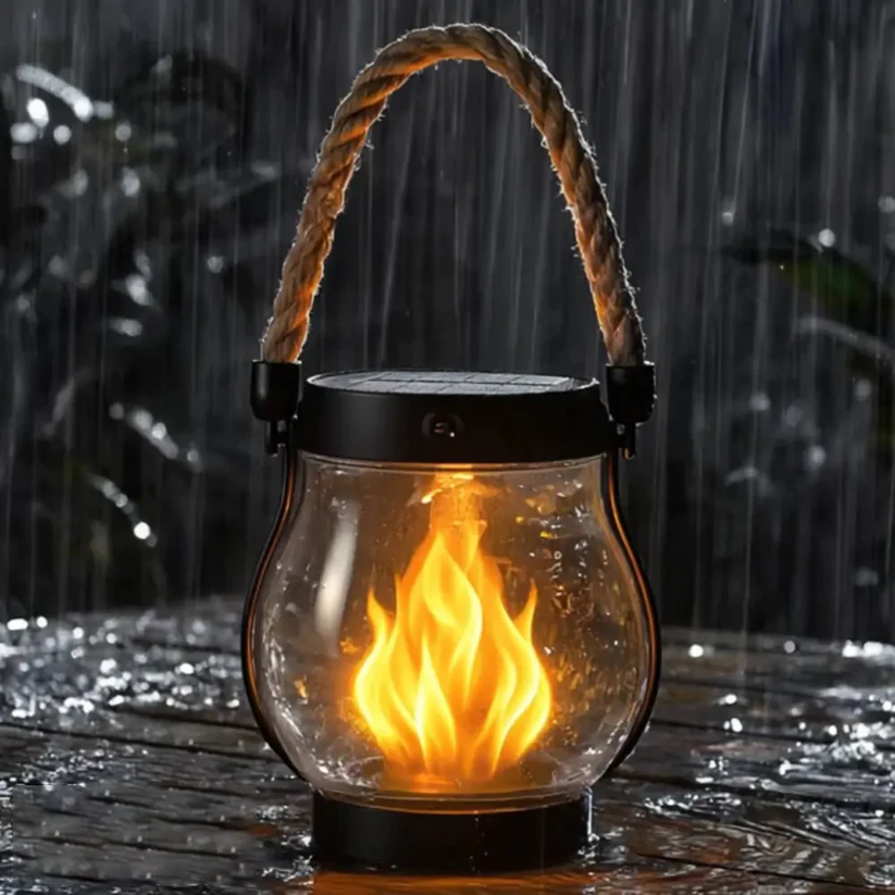 Solar Laterne | Wetterfeste Gartenleuchte mit flackerndem Flammeneffekt