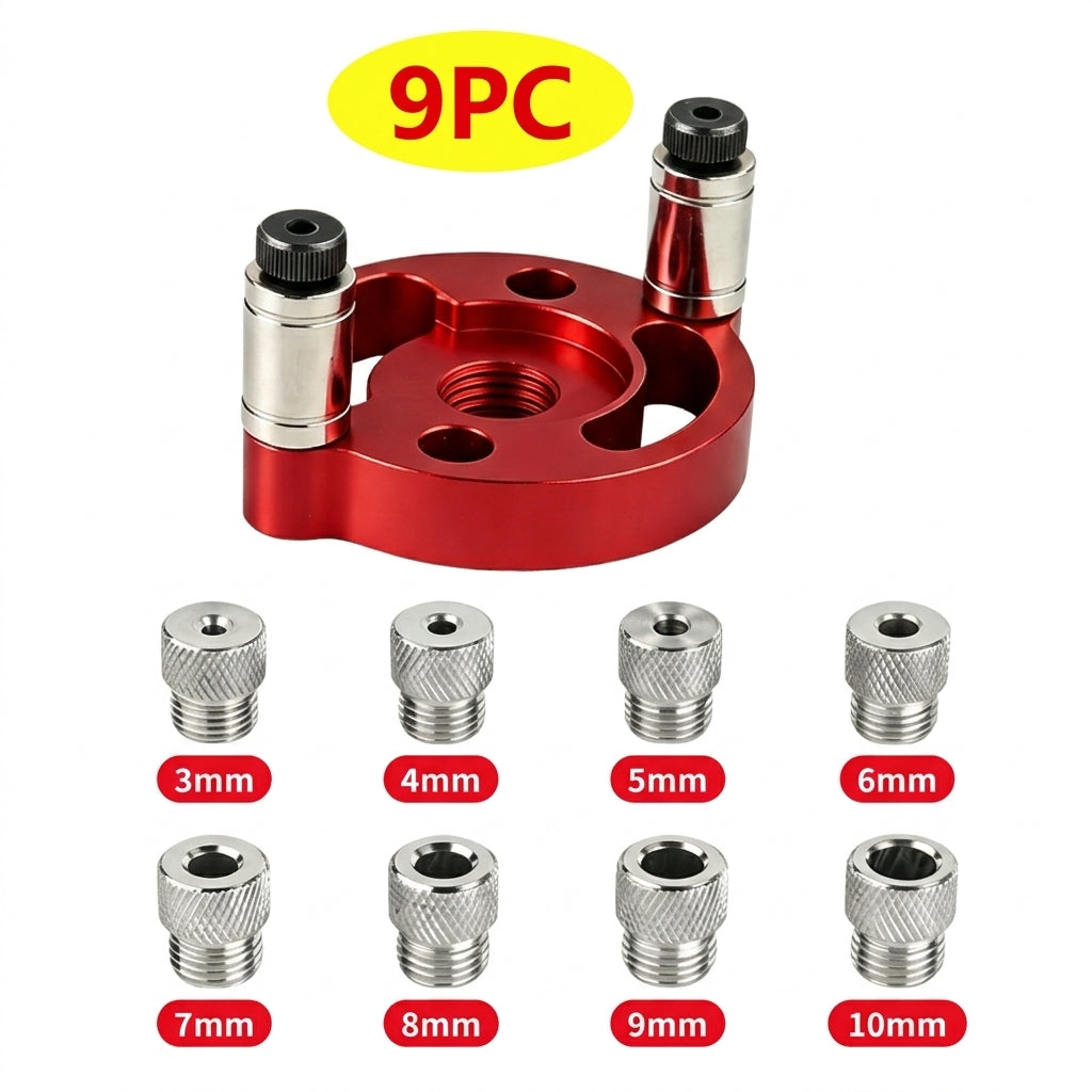 Präzisions-Bohrschablone aus Aluminium &amp; gehärtetem Stahl | Selbstzentrierende Bohrhilfe für Holzverbindungen | 6–10 mm