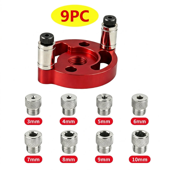 Präzisions-Bohrschablone aus Aluminium &amp; gehärtetem Stahl | Selbstzentrierende Bohrhilfe für Holzverbindungen | 6–10 mm
