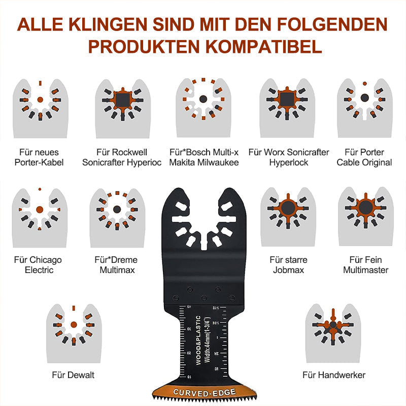 Oszillierende Multitool Sägeblätter 20er Set | Gebogene Kante für präzise Tauchschnitte | Holz, Kunststoff, Weichmetall | Universal kompatibel