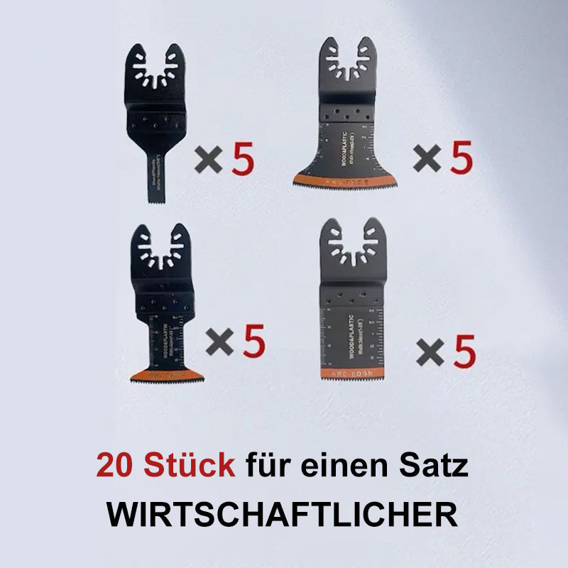 Oszillierende Multitool Sägeblätter 20er Set | Gebogene Kante für präzise Tauchschnitte | Holz, Kunststoff, Weichmetall | Universal kompatibel