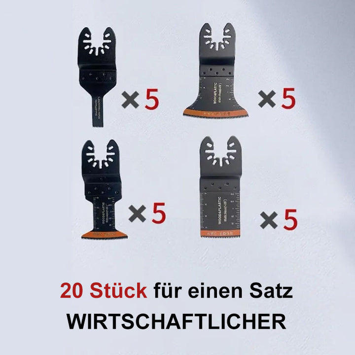 Oszillierende Multitool Sägeblätter 20er Set | Gebogene Kante für präzise Tauchschnitte | Holz, Kunststoff, Weichmetall | Universal kompatibel