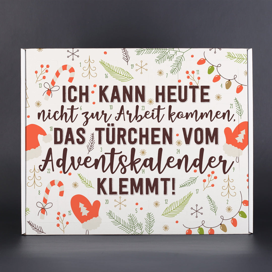 Lustiger Adventskalender zum Befüllen | Weihnachtskalender mit 24 Türchen, Arbeitsunfähigkeitsbescheinigung und humorvollem Spruch