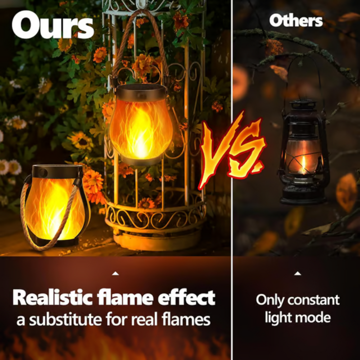 Solar Laterne | Wetterfeste Gartenleuchte mit flackerndem Flammeneffekt