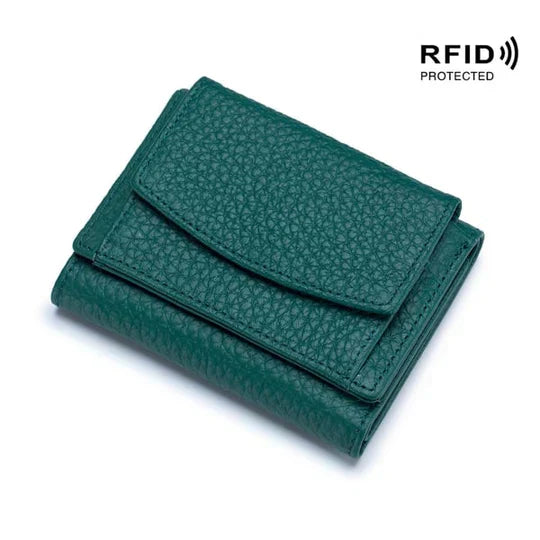 RFID-blocking mini wallet compact | Many card slots + coin pocket with zipper | Hidden compartment | 14 colors
