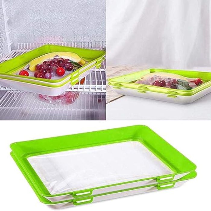 Storage container set with elastic airtight foil – FreshGuard Pro for fridge &amp; meal prep | Stackable, reusable | 2+1 or 3+2 sets