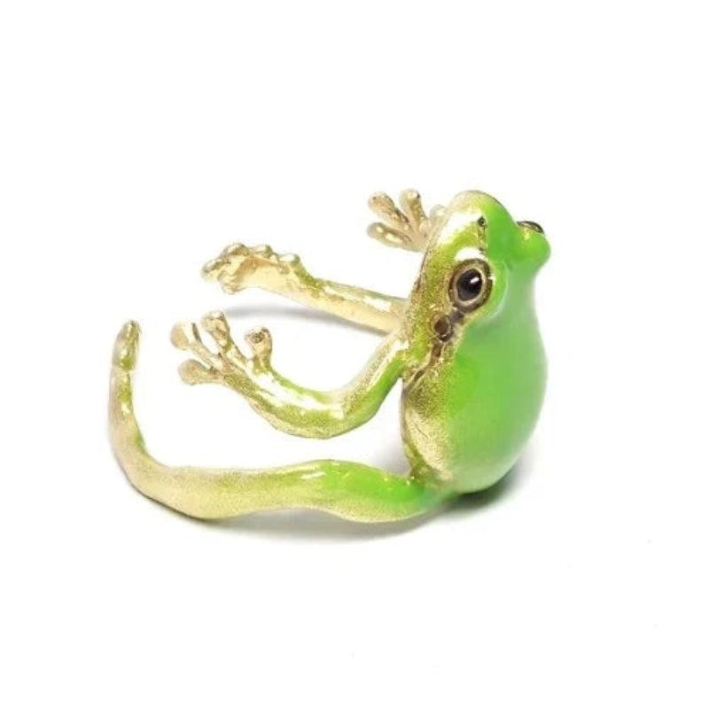 Frosch-Schmuck Set: Ring &amp; Ohrringe | Verstellbarer Ring (US 5–12) | Leicht &amp; naturinspiriert, handgefertigter Look