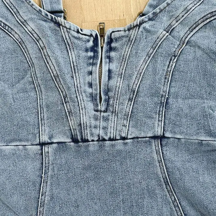 Damen Denim Kleid mit verstellbaren Trägern | Figurbetont &amp; bequem | Zeitloser Look für Alltag &amp; Abend | Größen S–XL