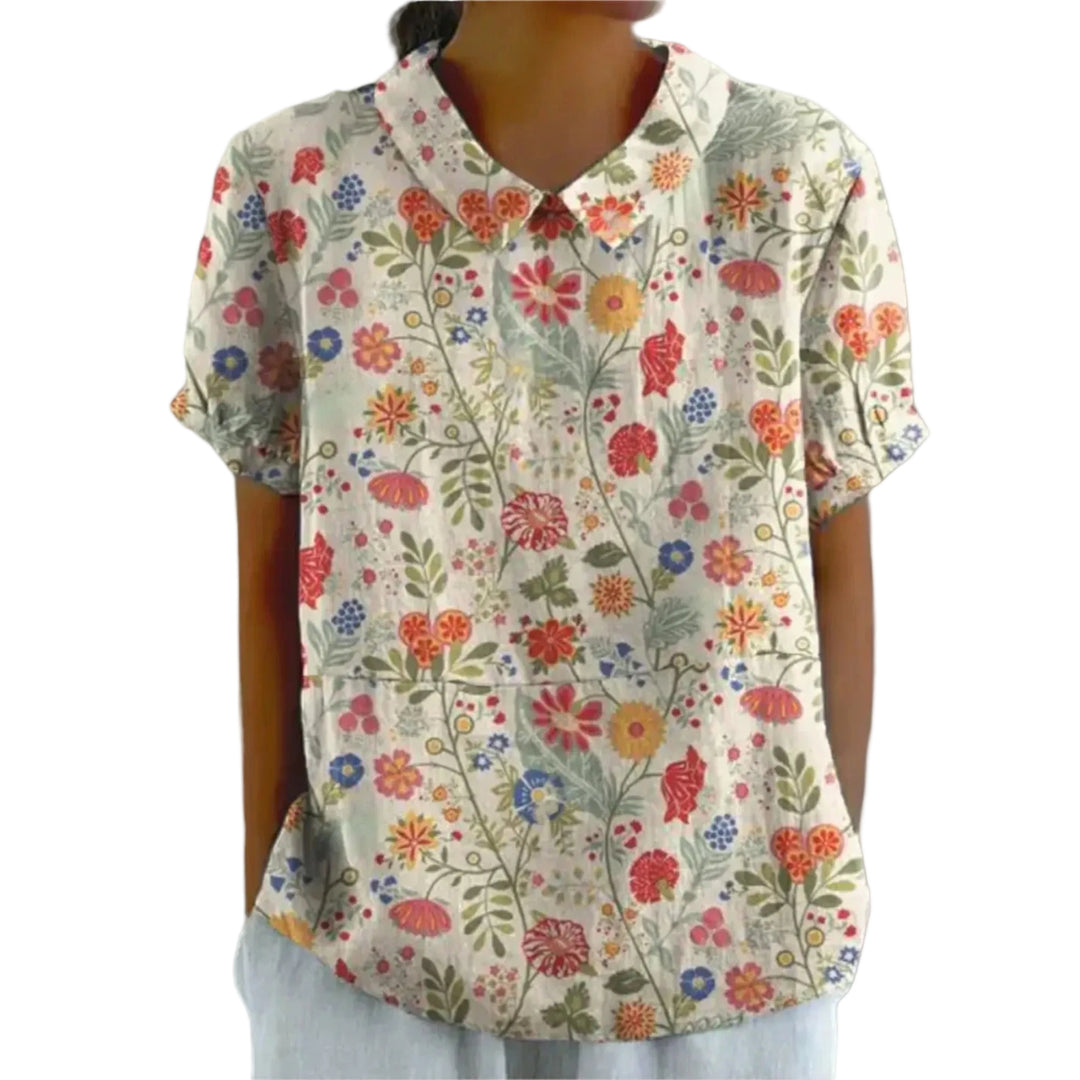 Damen Blumenbluse | Leichte Sommerbluse mit floralem Muster für Freizeit, Brunch und warme Tage