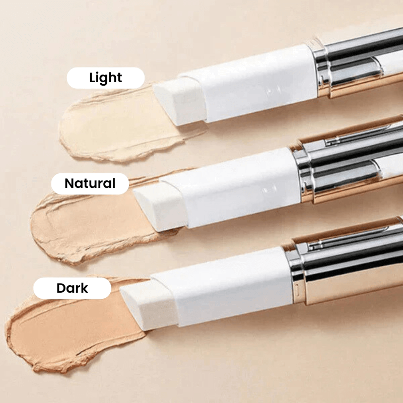 Farbwechselnder Make-up-Stick mit integriertem Pinsel | Leichte, atmungsaktive Deckkraft | Feuchtigkeitsspendend mit Hyaluronsäure + Niacinamid | 3 Nuancen
