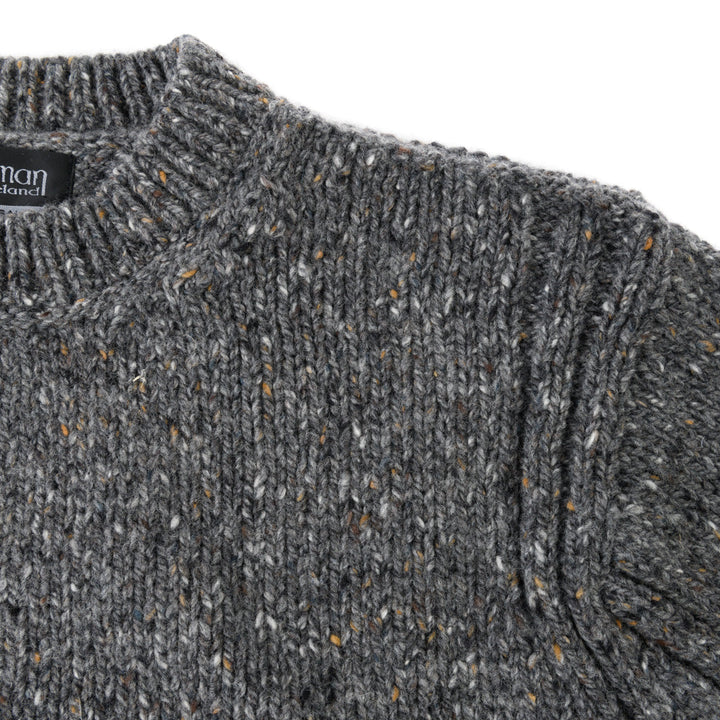 Herren Pullover | Rundhalspullover mit geradem Schnitt und melierter Donegal-Optik