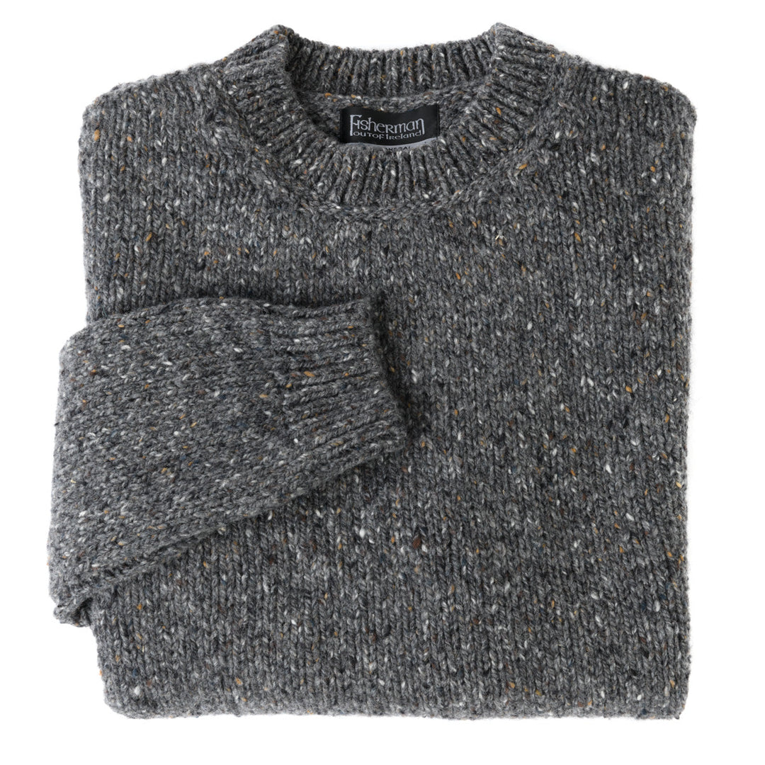 Herren Pullover | Rundhalspullover mit geradem Schnitt und melierter Donegal-Optik