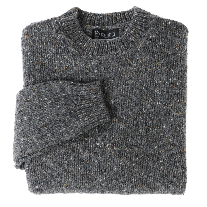 Herren Pullover | Rundhalspullover mit geradem Schnitt und melierter Donegal-Optik