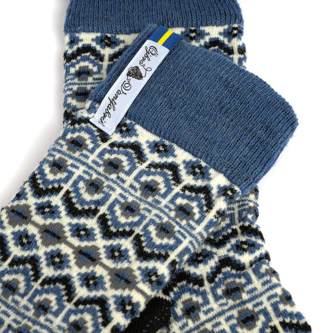 Merinowollsocken | Warme Socken mit nordischem Muster und verstärkter Ferse und Spitze