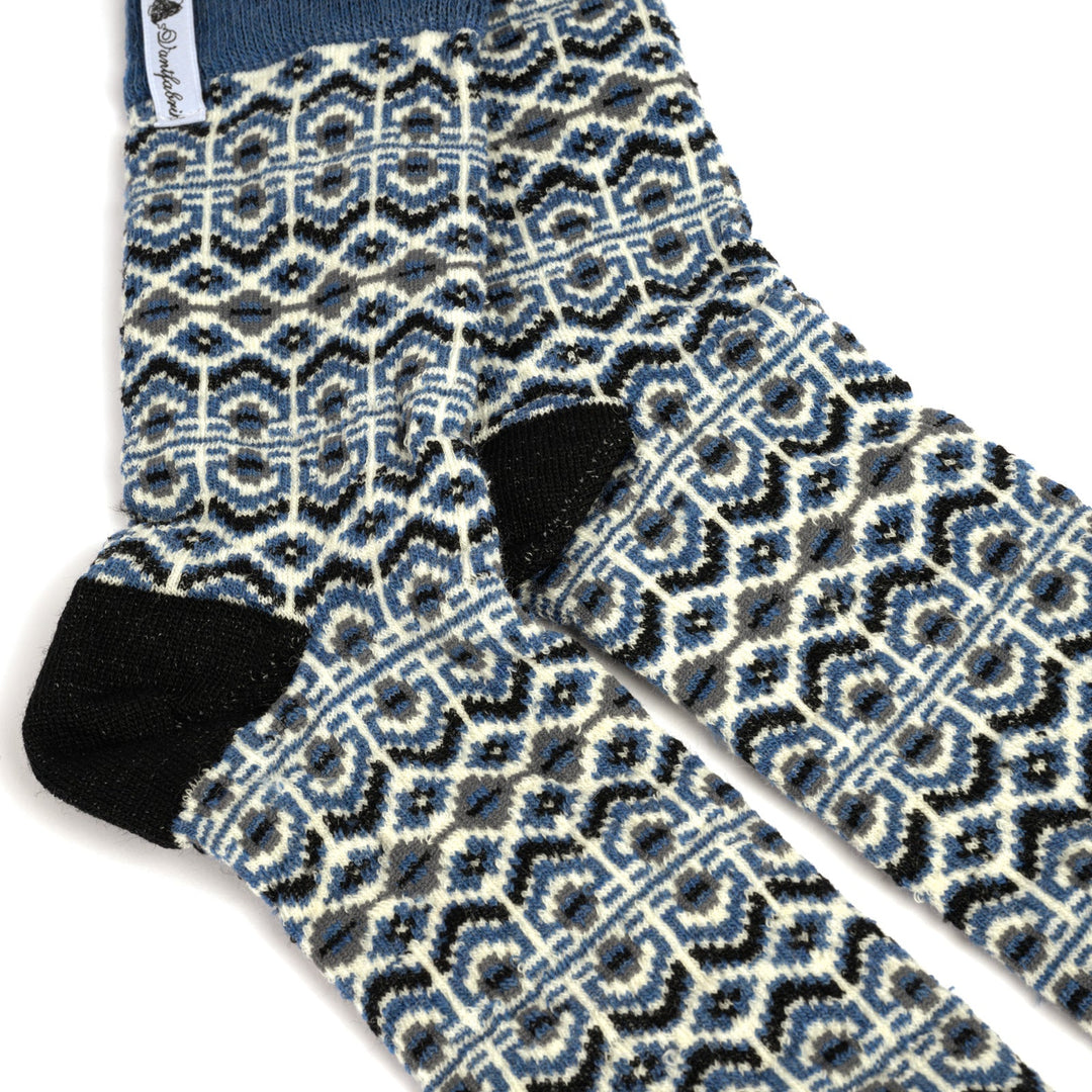 Merinowollsocken | Warme Socken mit nordischem Muster und verstärkter Ferse und Spitze