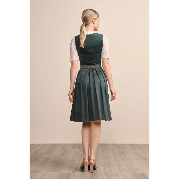 Damen Dirndl | Midi Samtdirndl mit Balkonett-Ausschnitt, Schürzenschließe und 60 cm Rocklänge