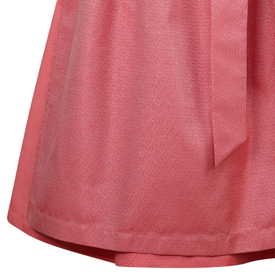 Damen Dirndl Koralle | Midi Trachtenkleid mit Knopfleiste, eckigem Ausschnitt und 70 cm Rocklänge