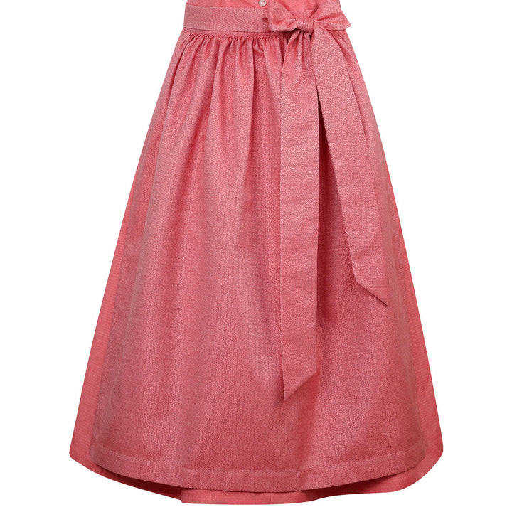 Damen Dirndl Koralle | Midi Trachtenkleid mit Knopfleiste, eckigem Ausschnitt und 70 cm Rocklänge