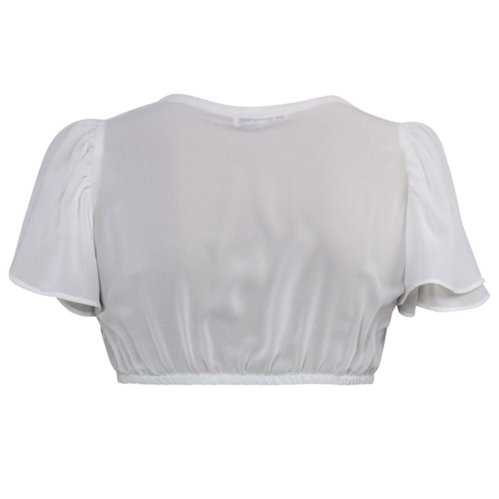 Damen Dirndlbluse Off-White | Bluse mit Herzausschnitt, Flügelärmeln und leichter Passform