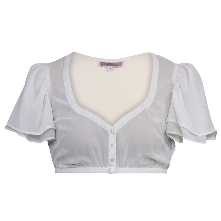 Damen Dirndlbluse Off-White | Bluse mit Herzausschnitt, Flügelärmeln und leichter Passform