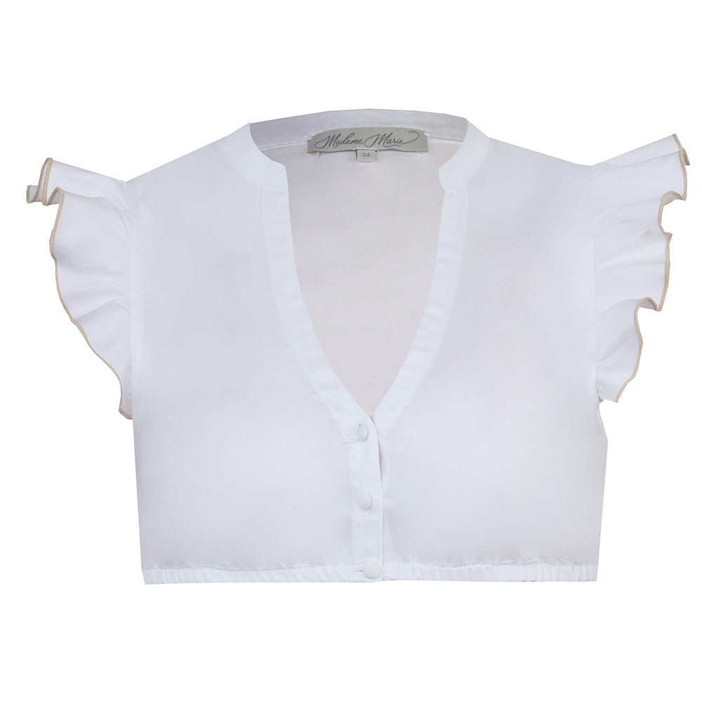 Dirndlbluse Damen | Moderne Trachtenbluse mit Flügelarm, V-Ausschnitt und Knopfleiste