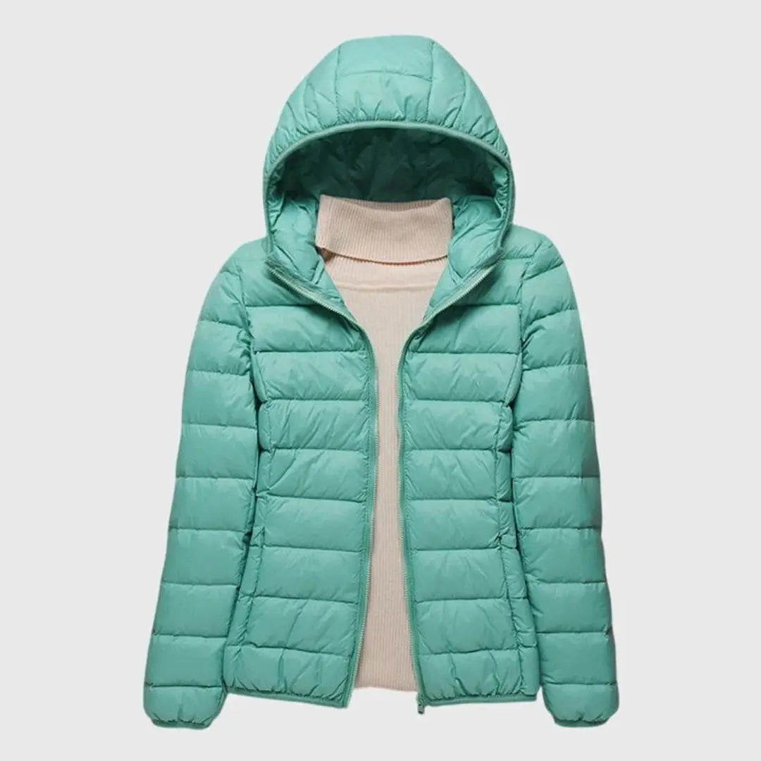 Damen Steppjacke kurz mit Kapuze | Kurzjacke mit horizontaler Steppung, Stehkragen und Reißverschluss für vielseitige Looks
