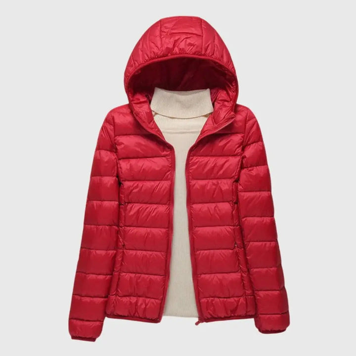 Damen Steppjacke kurz mit Kapuze | Kurzjacke mit horizontaler Steppung, Stehkragen und Reißverschluss für vielseitige Looks