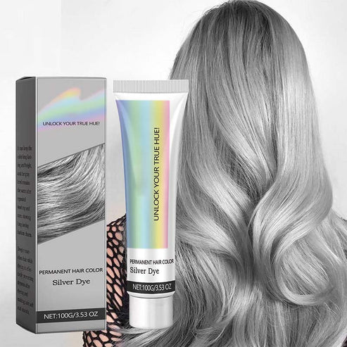 Silver semi-permanent hair color 100 g | Ash gray silver tone for home use | With aloe &amp; plant extracts | Processing time 40–60 min.