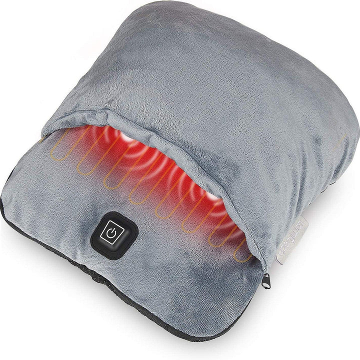 USB Fußwärmer mit Massagefunktion | Beheiztes Fußkissen mit Vibrationsmassage und weichem Fleece für Büro, Sofa und Bett
