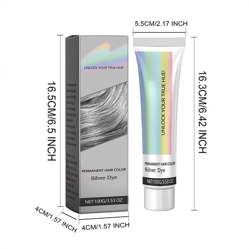 Silver semi-permanent hair color 100 g | Ash gray silver tone for home use | With aloe &amp; plant extracts | Processing time 40–60 min.