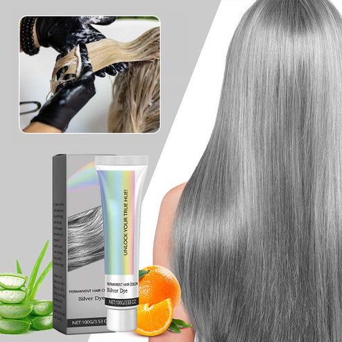 Silver semi-permanent hair color 100 g | Ash gray silver tone for home use | With aloe &amp; plant extracts | Processing time 40–60 min.