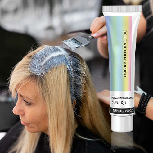 Silver semi-permanent hair color 100 g | Ash gray silver tone for home use | With aloe &amp; plant extracts | Processing time 40–60 min.