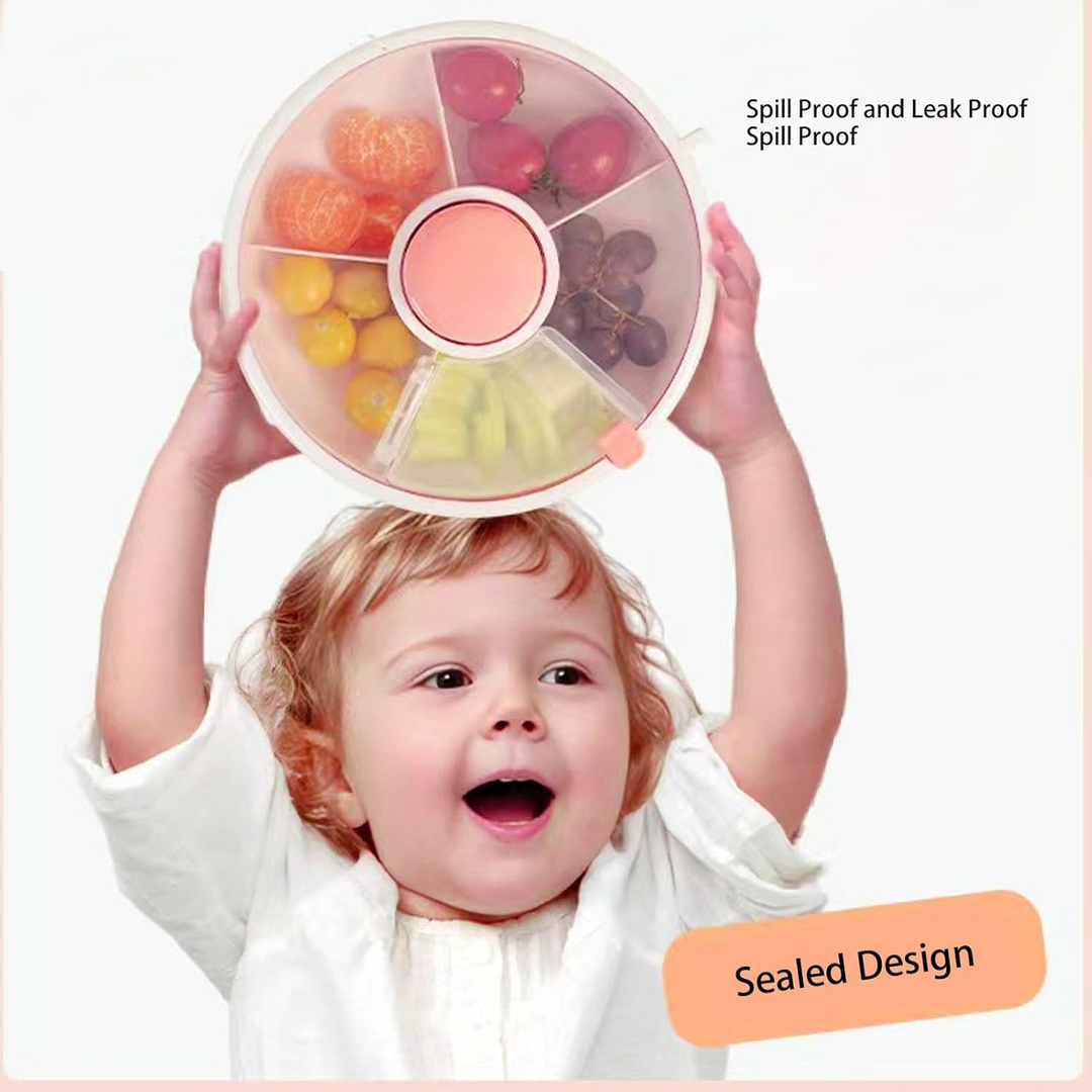 Snack Box for Kids with 5 Compartments | Rotating Snack Dispenser | Leak-Proof &amp; BPA-Free
