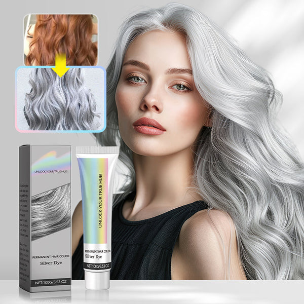 Silver semi-permanent hair color 100 g | Ash gray silver tone for home use | With aloe &amp; plant extracts | Processing time 40–60 min.