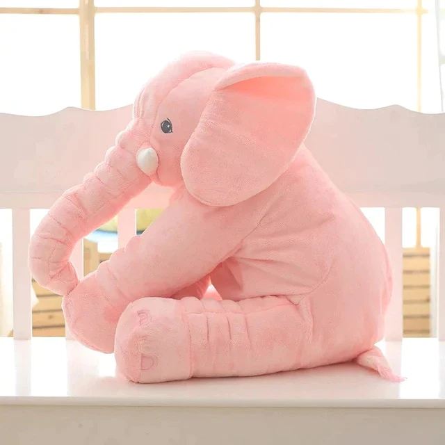Baby Elefant Kuschelkissen | Weiches Elefanten Plüschtier als Kuschelfreund und Kissen für Kinderzimmer, Nickerchen und Schlafenszeit