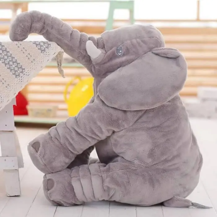 Baby Elefant Kuschelkissen | Weiches Elefanten Plüschtier als Kuschelfreund und Kissen für Kinderzimmer, Nickerchen und Schlafenszeit