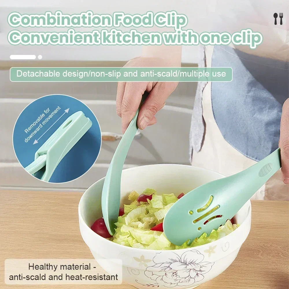 Pince de cuisine 3-en-1 | Outil multifonction pour cuisiner &amp; servir | Résistant à la chaleur &amp; léger | Tong pratique