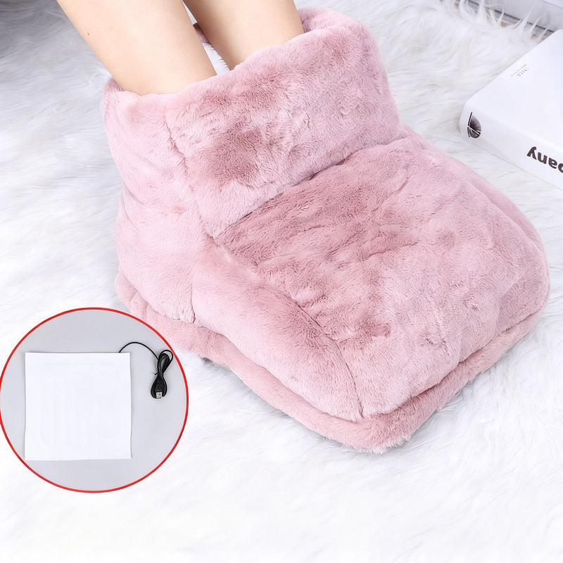USB Fußwärmer mit Massagefunktion | Beheiztes Fußkissen mit Vibrationsmassage und weichem Fleece für Büro, Sofa und Bett