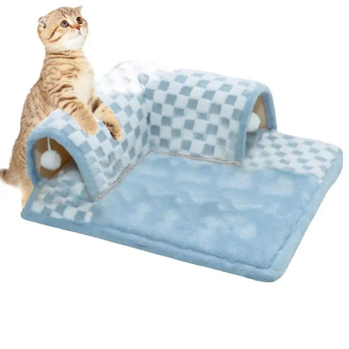 2-in-1 Cat &amp; Dog Plush Tunnel Bed Activity Toy
