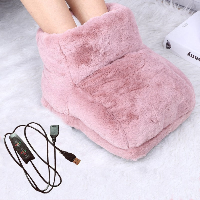 USB Fußwärmer mit Massagefunktion | Beheiztes Fußkissen mit Vibrationsmassage und weichem Fleece für Büro, Sofa und Bett