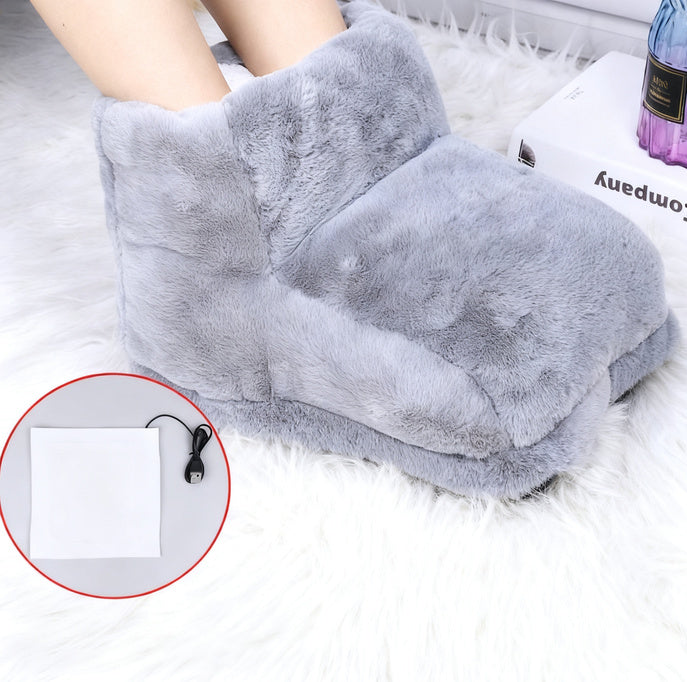 USB Fußwärmer mit Massagefunktion | Beheiztes Fußkissen mit Vibrationsmassage und weichem Fleece für Büro, Sofa und Bett