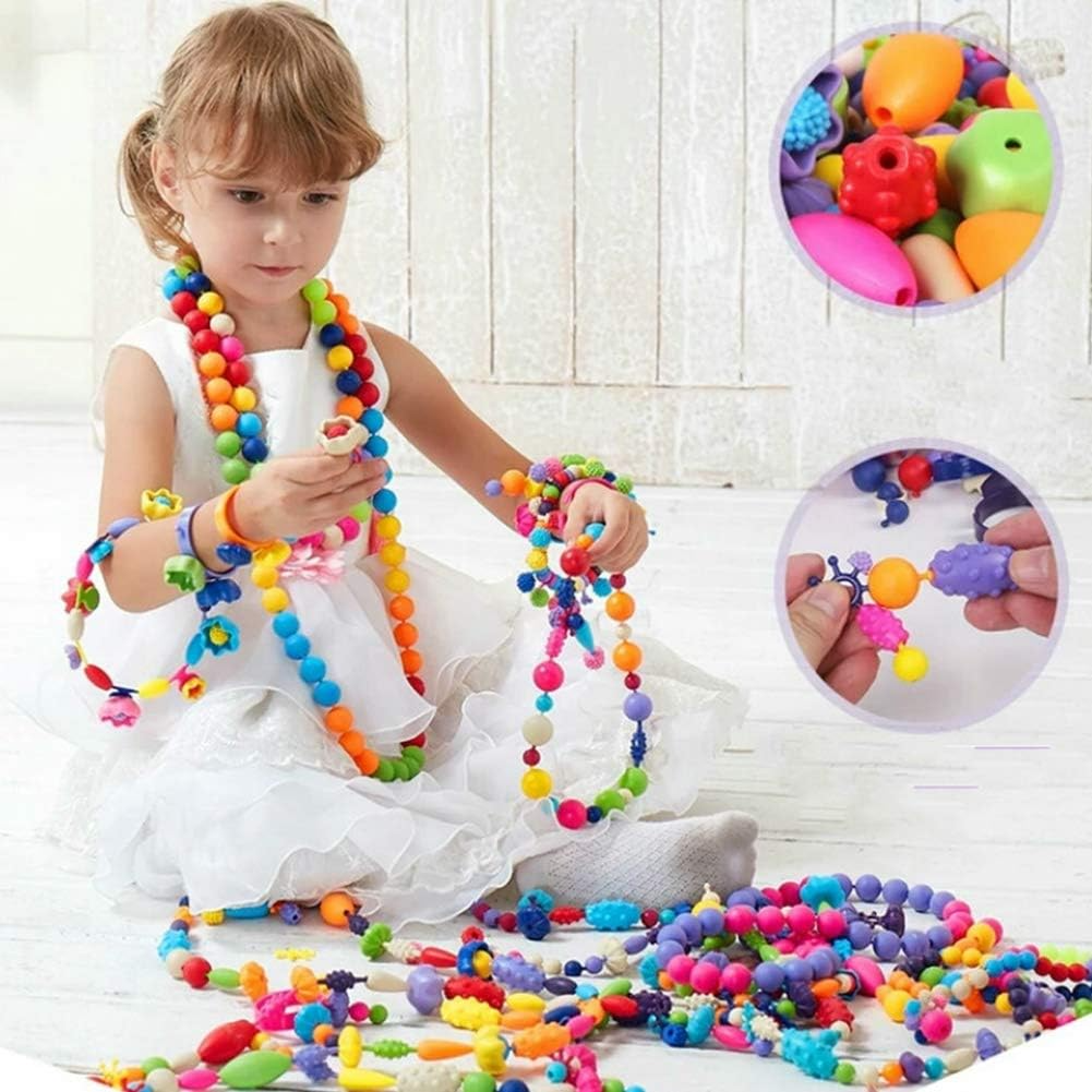 Kinder Schmuck Bastelset | 500+ Pop Beads | Kreatives Spielzeug | Fördert Feinmotorik &amp; Fantasie