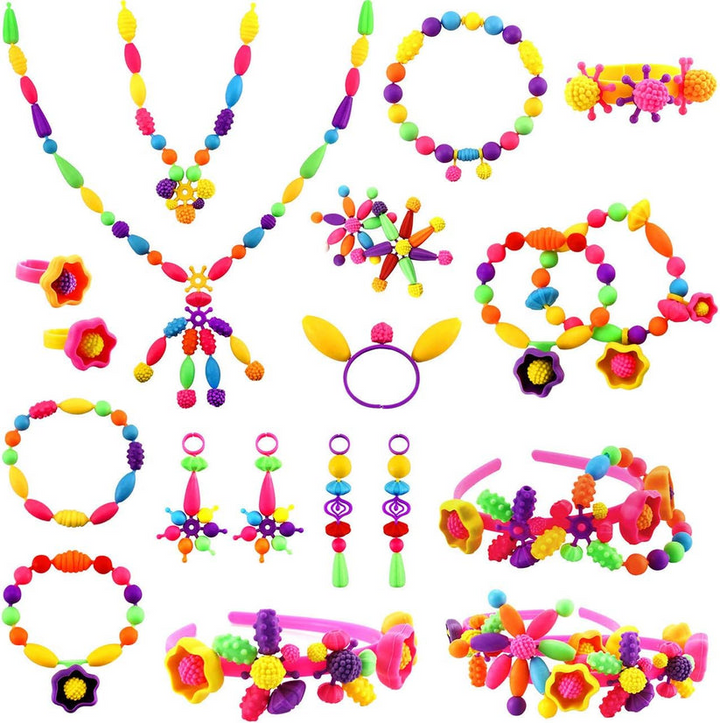 Kinder Schmuck Bastelset | 500+ Pop Beads | Kreatives Spielzeug | Fördert Feinmotorik &amp; Fantasie