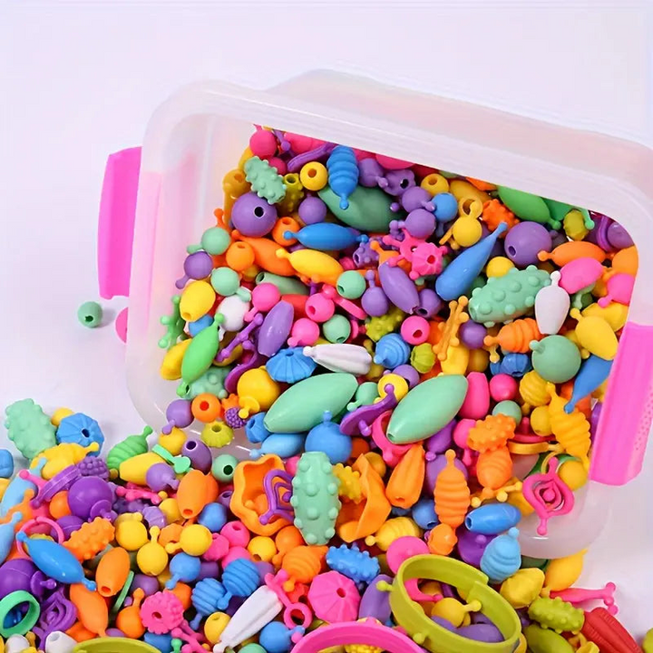 Kinder Schmuck Bastelset | 500+ Pop Beads | Kreatives Spielzeug | Fördert Feinmotorik &amp; Fantasie