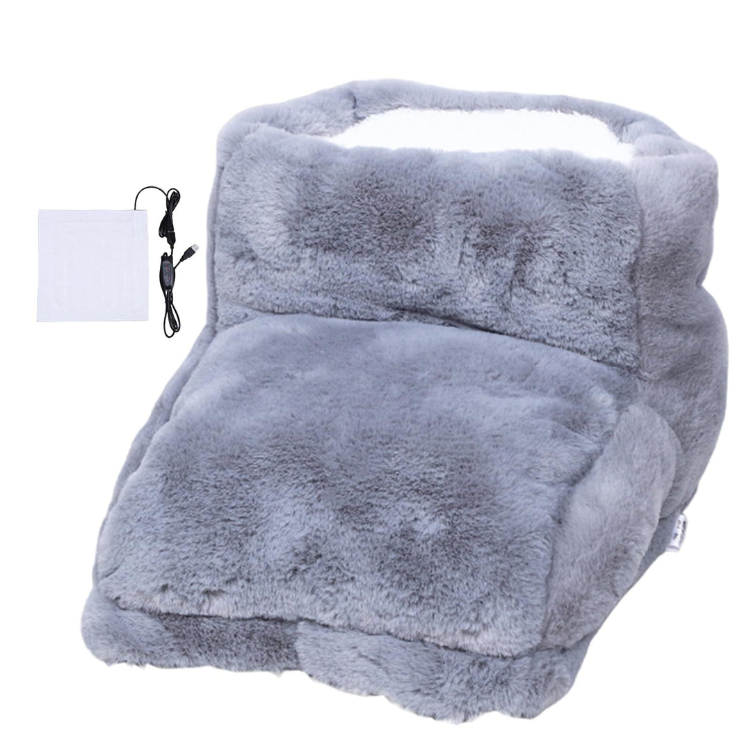 USB Fußwärmer mit Massagefunktion | Beheiztes Fußkissen mit Vibrationsmassage und weichem Fleece für Büro, Sofa und Bett