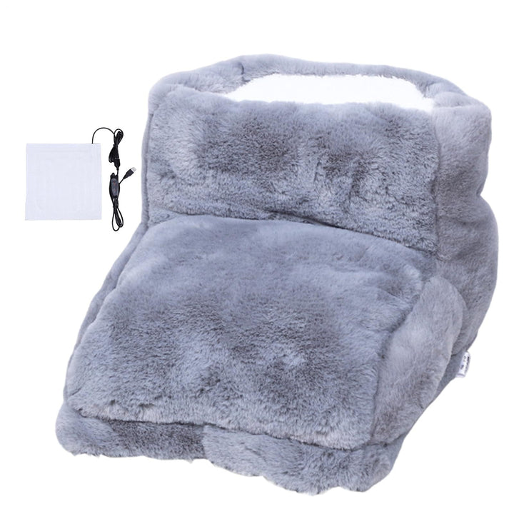 USB Fußwärmer mit Massagefunktion | Beheiztes Fußkissen mit Vibrationsmassage und weichem Fleece für Büro, Sofa und Bett
