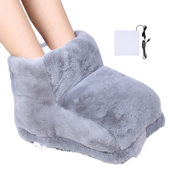 USB Fußwärmer mit Massagefunktion | Beheiztes Fußkissen mit Vibrationsmassage und weichem Fleece für Büro, Sofa und Bett